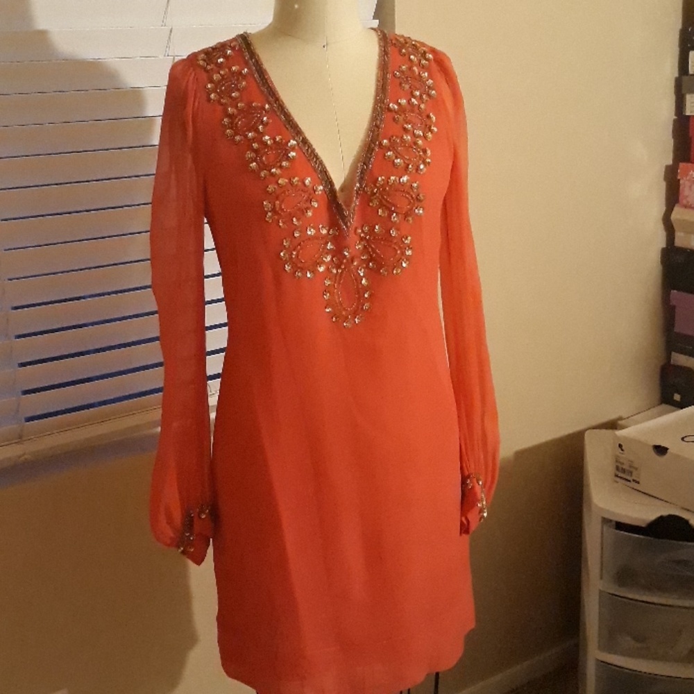 French Connection Peach Silk Mini Dress